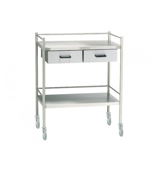 INSTRUMENT TROLLEY STAINLESS STEEL WITH TWO DRAW QMED PAKISTAN